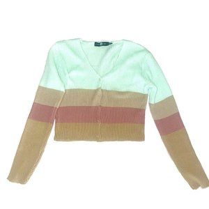 90s Y2K PASTEL CROPPED KNIT CARDIGAN